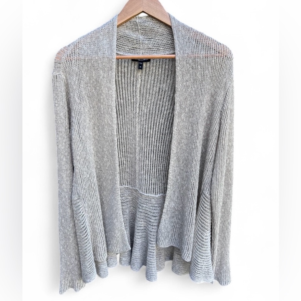 Eileen Fisher Light Gray Open-Front Knit Cardigan